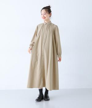 微起毛ワッシャーコットンワンピース(グレージュ-F)