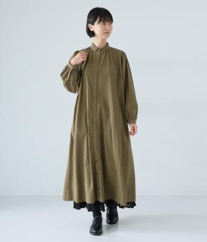 微起毛ワッシャーコットンワンピース(カーキ-F)