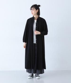 微起毛ワッシャーコットンワンピース(ブラック-F)