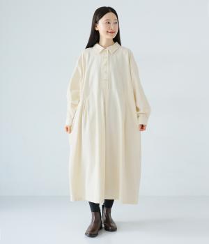 ヘリンボーンツイル襟付きワンピース(キナリ-F)