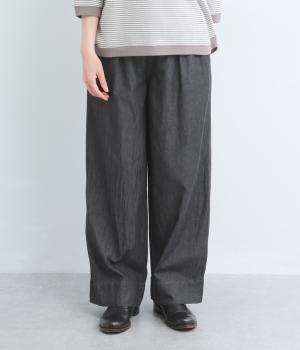 デニムワイドストレートパンツ(ブラックデニム-F)