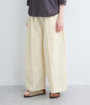 スラブツイル　センターピンタックワイドパンツ(オフホワイト-F)