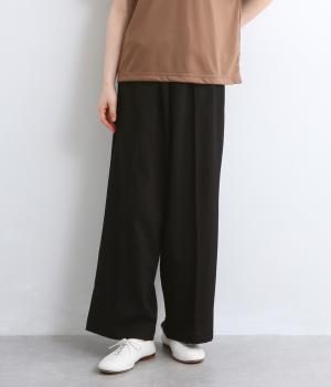 接触冷感　センタープレスワイドパンツ(ブラック-F)