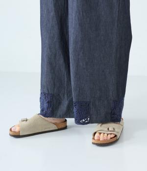 デニム×クロシェ　パンツ(ネイビーデニム-F)