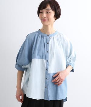 デニムビッグショートスリーブシャツ(ブルーデニム-F)