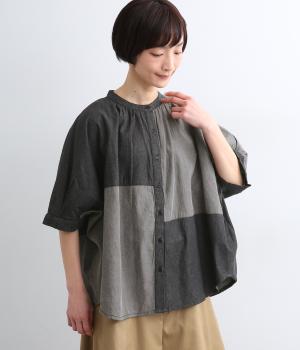 デニムビッグショートスリーブシャツ(ブラックデニム-F)