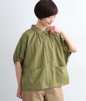 コットンフラックスドルマンシャツ(カーキ-F)