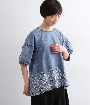 デニムスモックブラウス