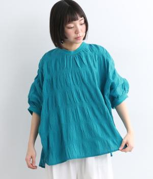 ポリウレタンミックスリブプルオーバー(ブルーグリーン-F)