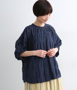 ポリウレタンミックスリブプルオーバー(ダークネイビー-F)