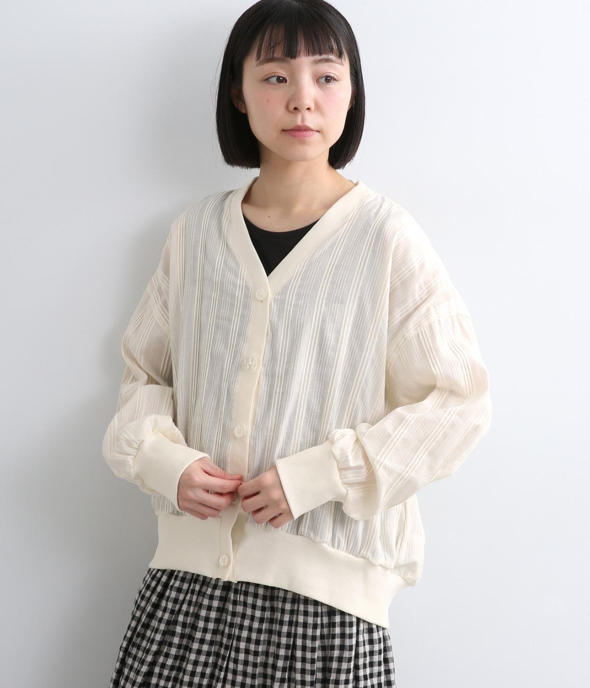 タックドビーカーディガン(アイボリー-F)