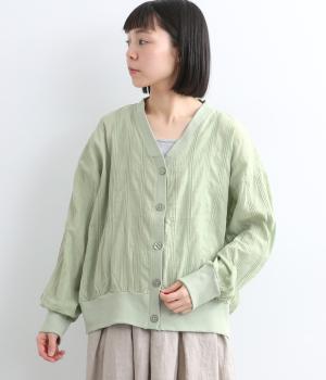 タックドビーカーディガン(スモークグリーン-F)