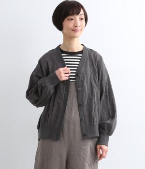 タックドビーカーディガン(チャコール-F)