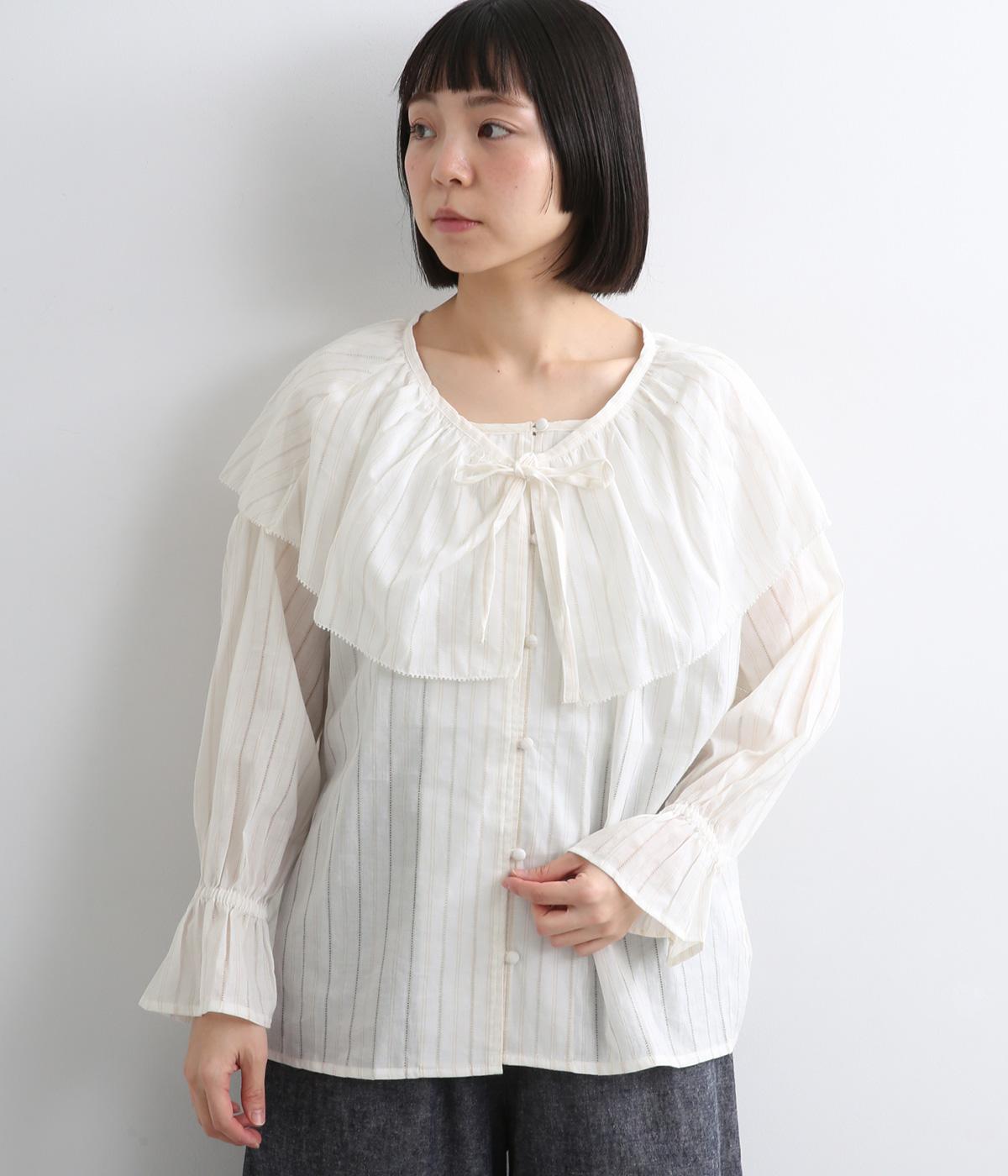 ストライプドビー2wayブラウス(オフホワイト-F)