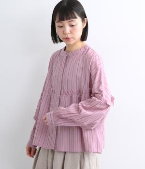 ストライプドビーブラウス(モーヴピンク-F)