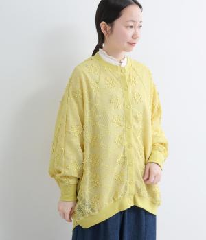 3Dメッシュレース　ドルマンスリーブカーディガン