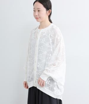 3Dメッシュレース　ドルマンスリーブカーディガン(オフホワイト-F)