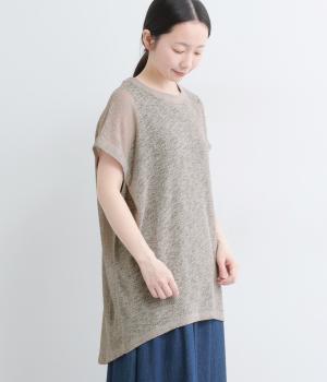 ラッセルメッシュ　タックフレンチTシャツ(ライトグレー-F)