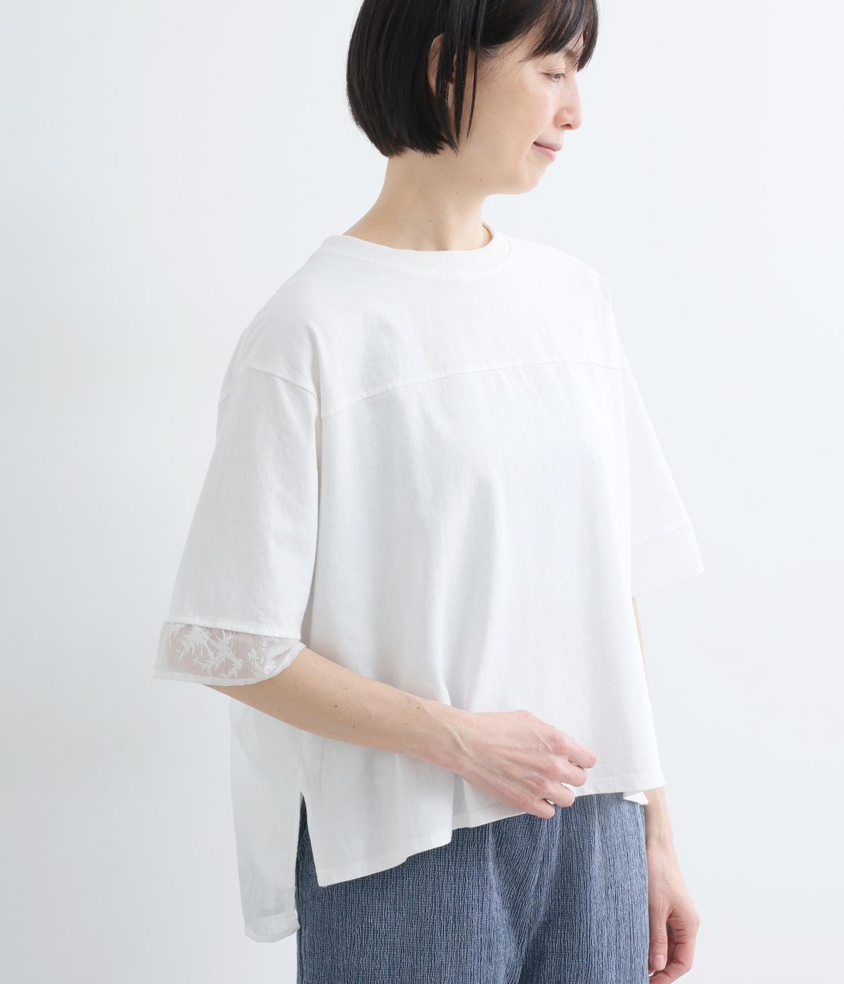 オパール　バックギャザー重ねTシャツ(ホワイト-F)