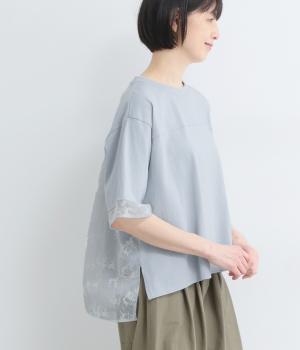 オパール　バックギャザー重ねTシャツ(サックス-F)