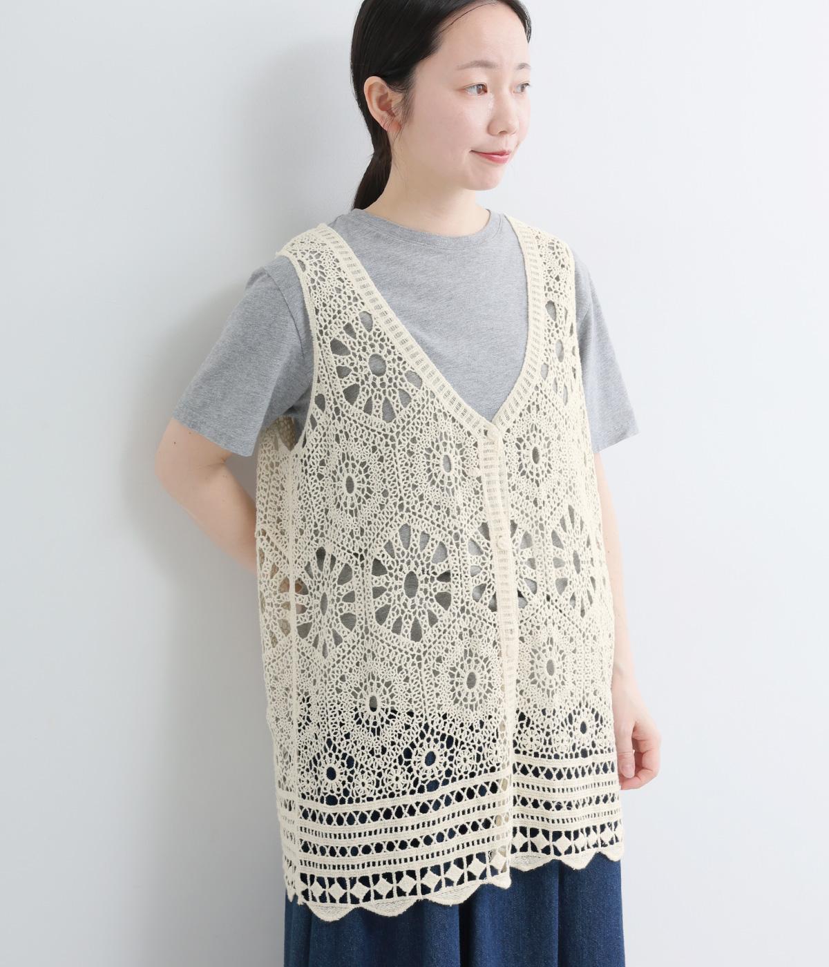 機械編みニット2wayジレ(キナリ-F)