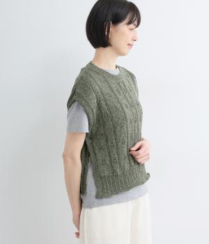 スラブシアー　クルーネックベスト(カーキ-F)