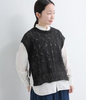 スラブシアー　クルーネックベスト(ブラック-F)