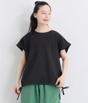 サッカードビー　サイドリボン切替フレンチスリーブTシャツ(ブラック-F)
