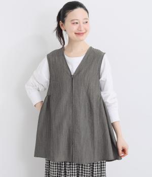 ポリレーヨンスラブ　ジップ開きベスト(グレー-F)