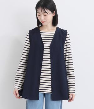 ポリレーヨンスラブ　ジップ開きベスト(ネイビー-F)