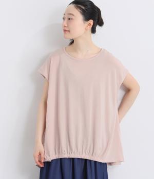 麻混天竺　バックフレアバルーンプルオーバー(ピンクベージュ-F)