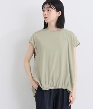 麻混天竺　バックフレアバルーンプルオーバー(ライトカーキ-F)