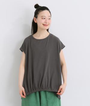 麻混天竺　バックフレアバルーンプルオーバー(チャコール-F)