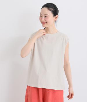 １６Sピグメント天竺　レースノースリーブ(アイボリー-F)