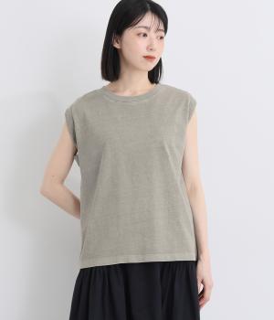 １６Sピグメント天竺　レースノースリーブ(グレージュ-F)
