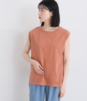 １６Sピグメント天竺　レースノースリーブ(アプリコット-F)