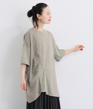 １６Sピグメント天竺　切替チュニック(グレージュ-F)