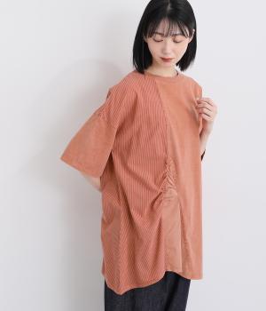 １６Sピグメント天竺　切替チュニック(アプリコット-F)