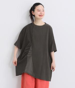 １６Sピグメント天竺　切替チュニック(チャコール-F)