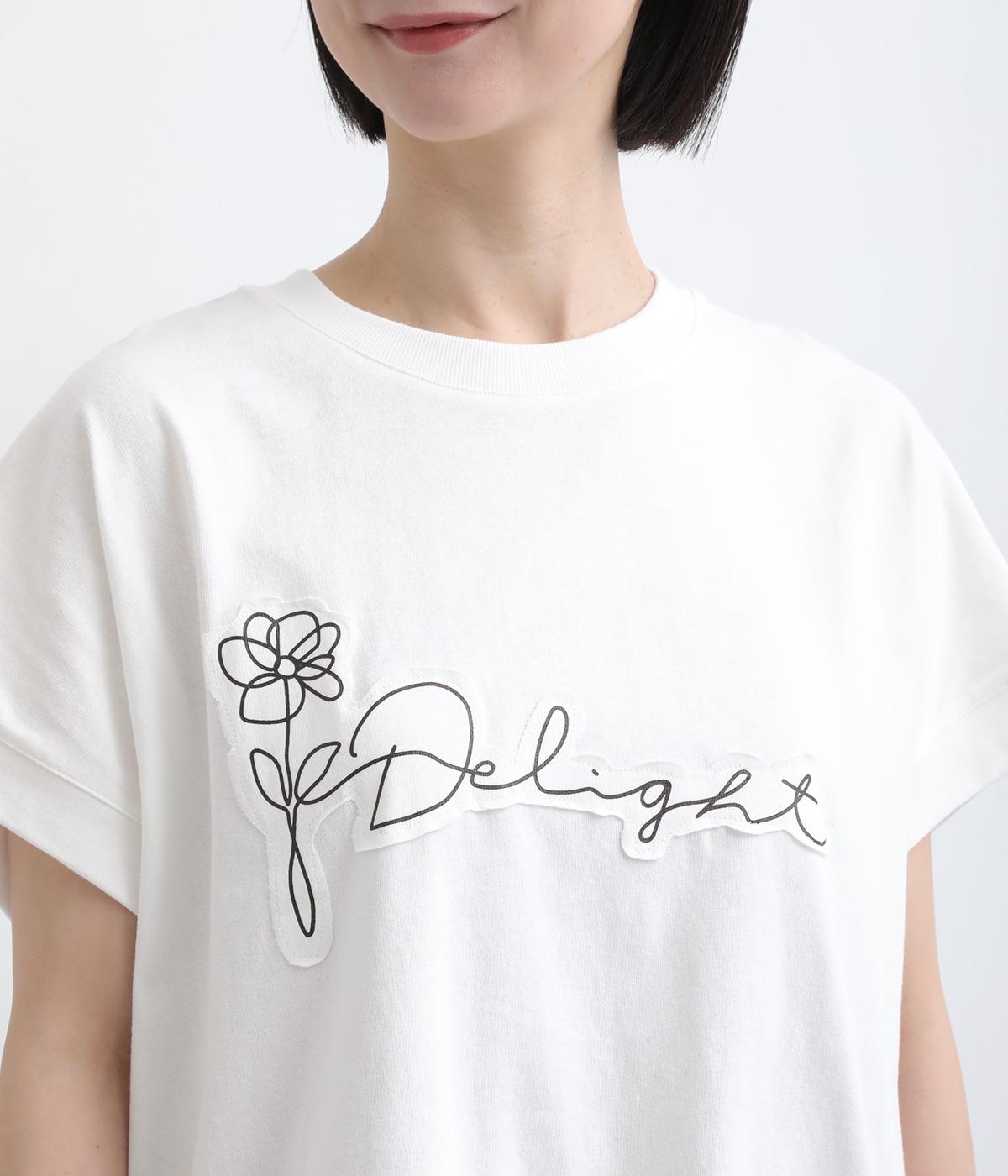 手書き花＋ロゴＴシャツ(オフホワイト-F)