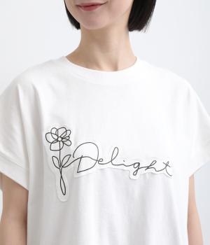 手書き花＋ロゴＴシャツ(オフホワイト-F)
