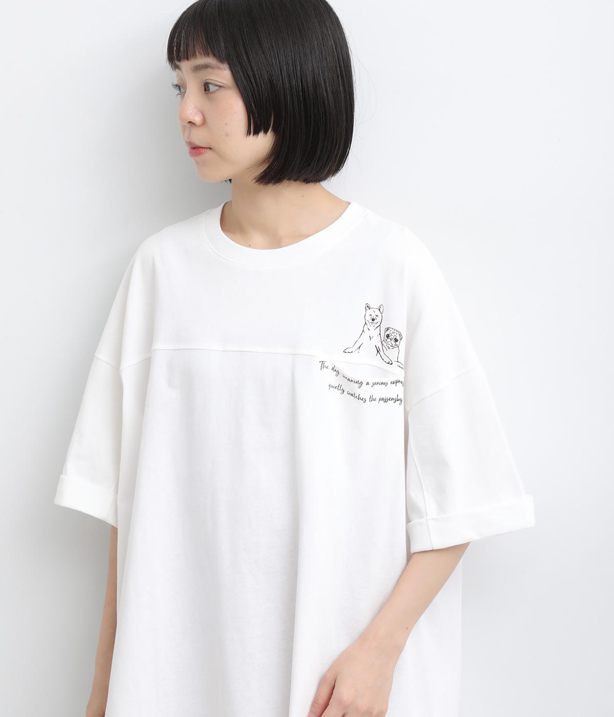 ポケットイヌＴシャツ(オフホワイト-F)