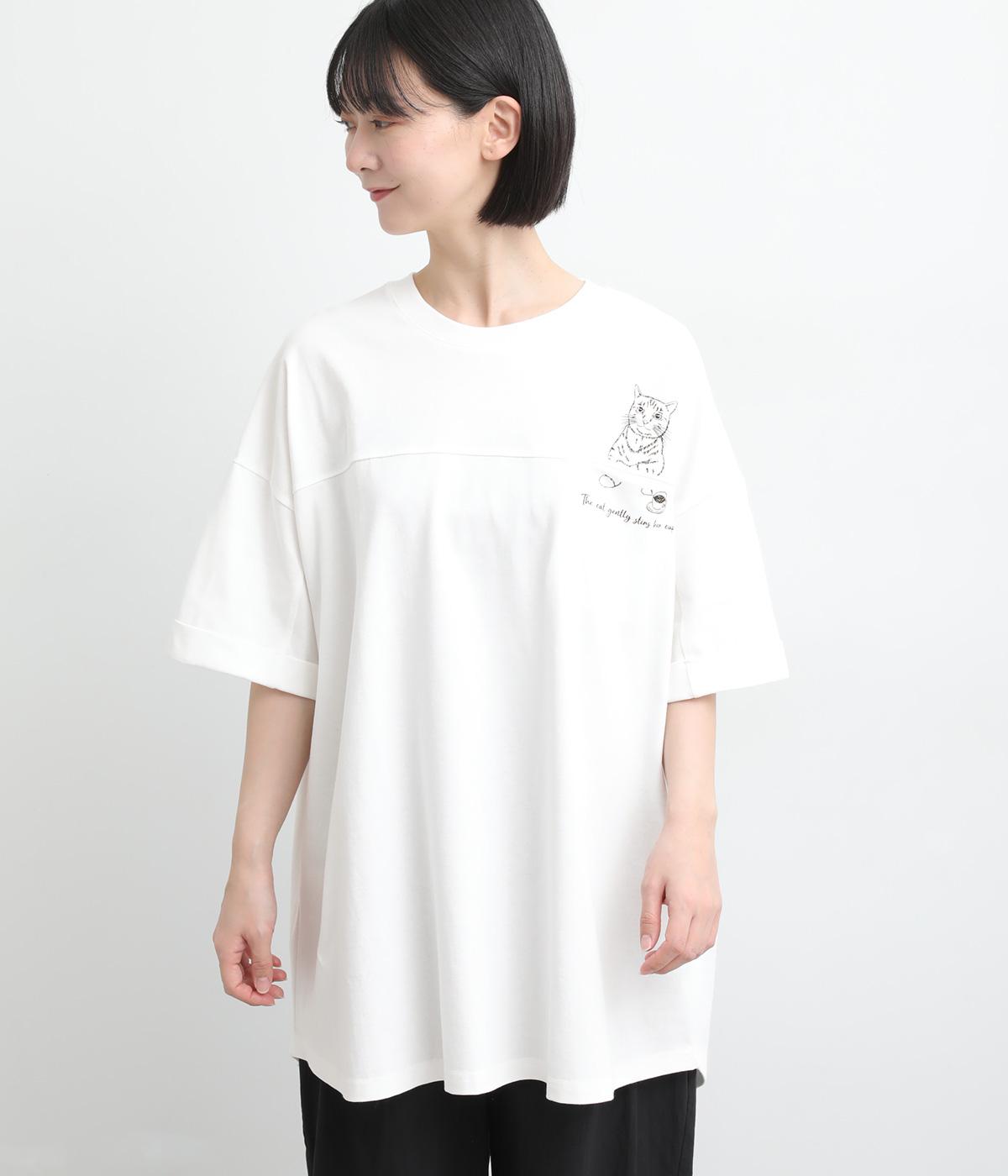 ポケットネコＴシャツ(オフホワイト-F)