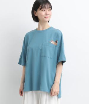 ポケット動物Ｔシャツ(ライトブルー-F)