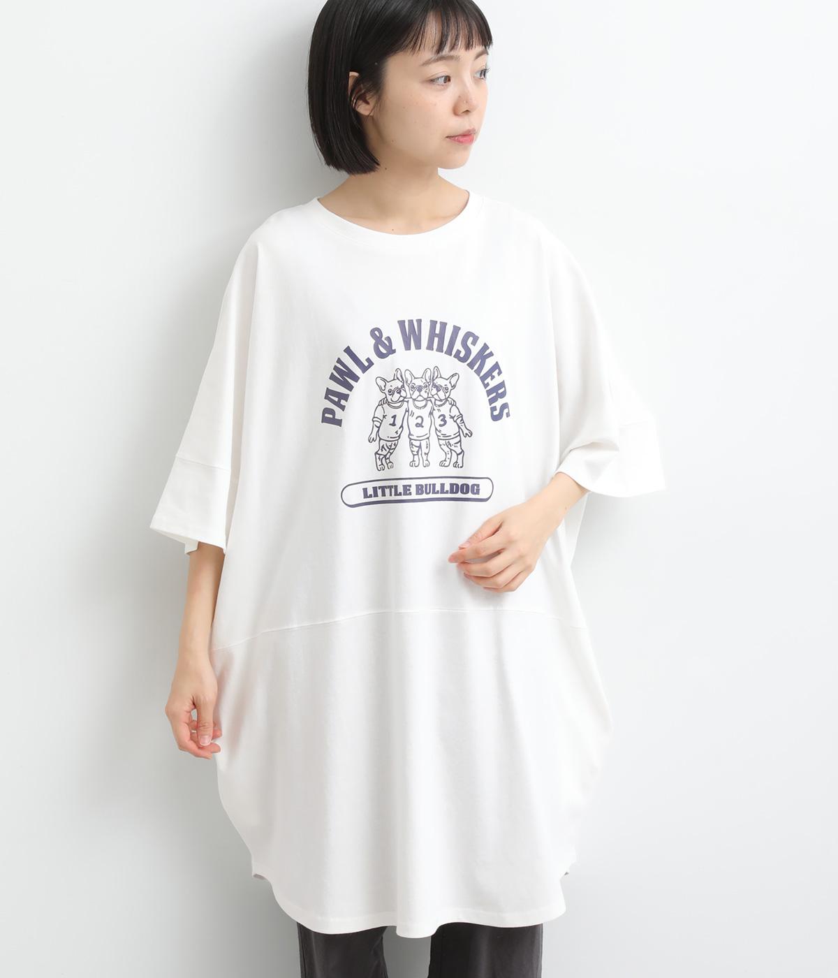 フレブルイラスト　オーバーチュニックＴシャツ(オフホワイト-F)