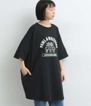 フレブルイラスト　オーバーチュニックＴシャツ(ブラック-F)