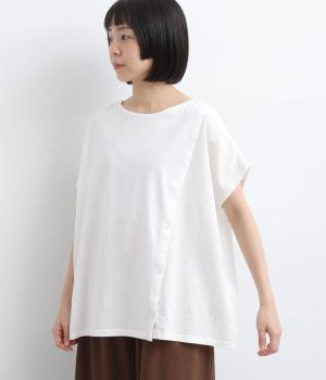 グリッターストライプ　ドッキングＴシャツ(オフホワイト-F)