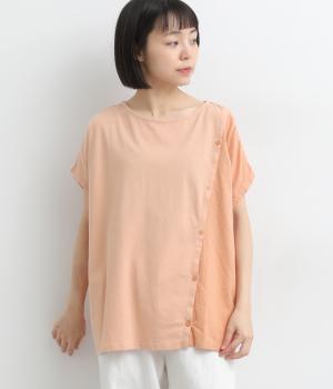 グリッターストライプ　ドッキングＴシャツ(ピンク-F)