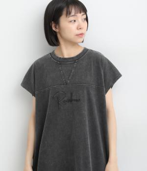 ケミカル加工　ロゴ刺繍チュニック(チャコール-F)