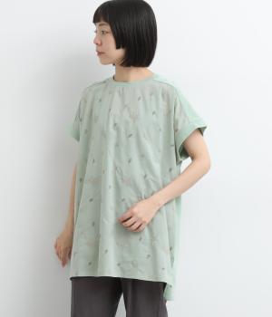 総刺繍×TC天竺チュニック(ミント(花・リーフ)-F)